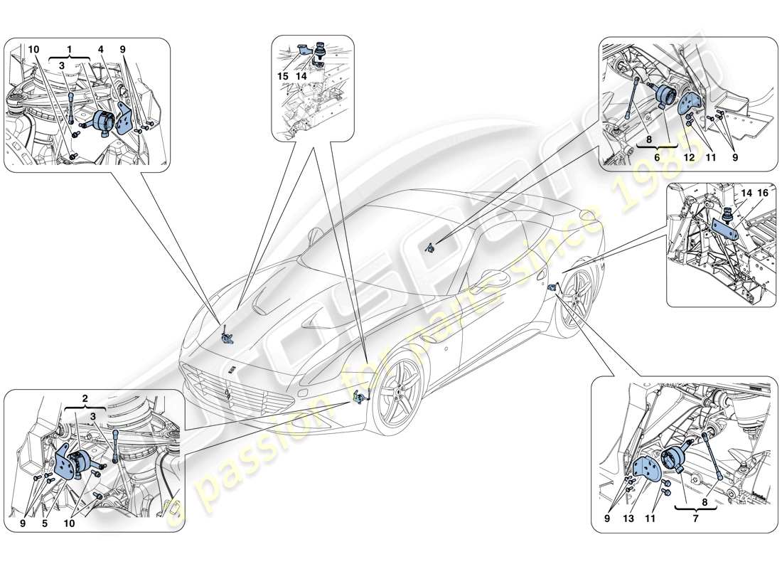 ferrari california t (rhd) gestione elettronica (sospensione) schema parte