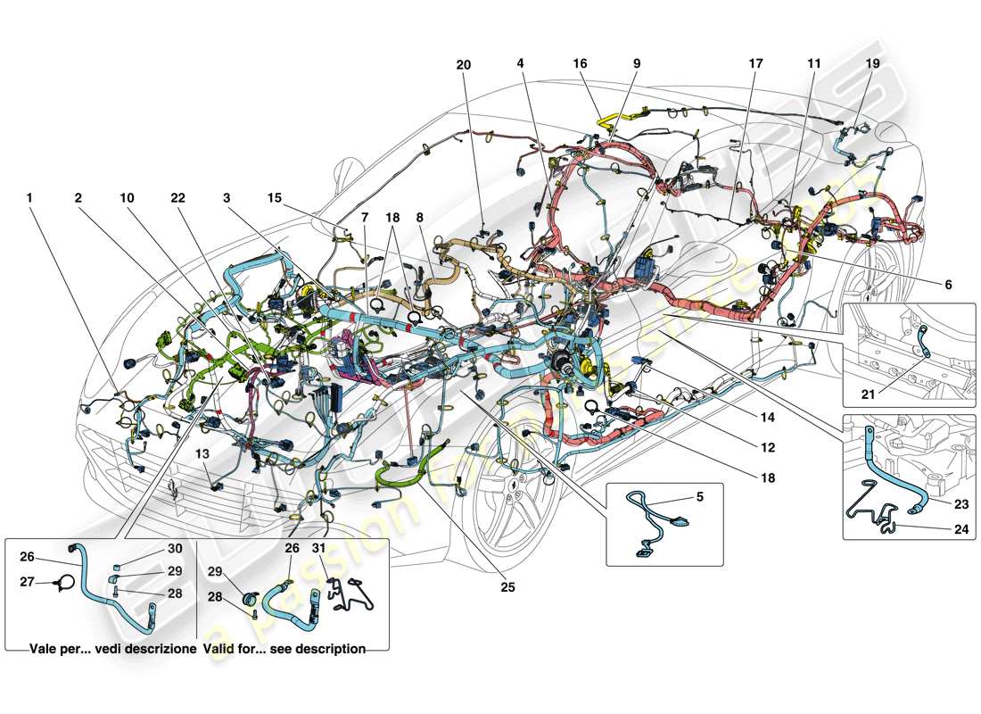 ferrari california t (rhd) cablaggi principali diagramma delle parti