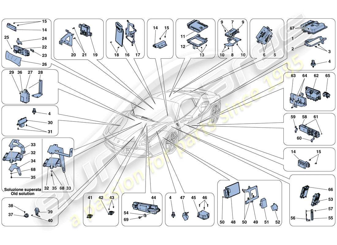 ferrari 488 gtb (europe) ecu del veicolo diagramma delle parti