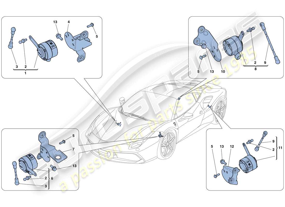 ferrari 488 gtb (rhd) gestione elettronica (sospensione) diagramma delle parti