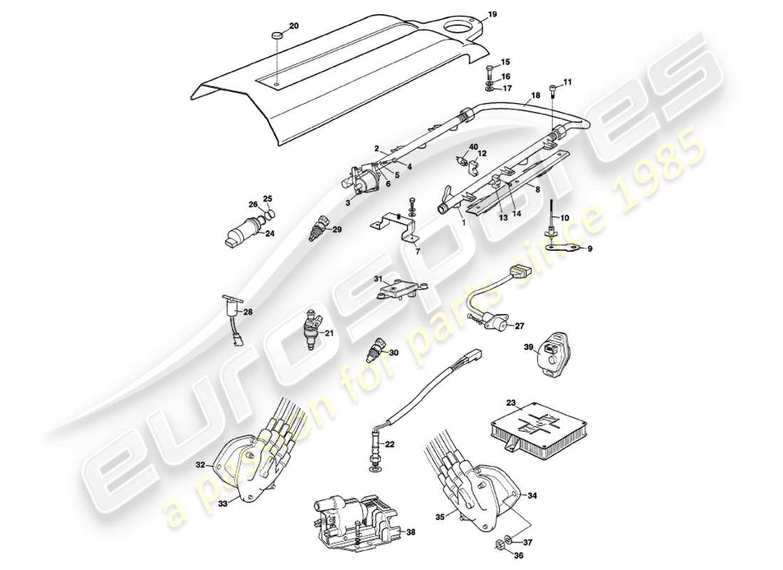 aston martin v8 volante (2000) diagramma delle parti dell'iniezione elettronica del carburante