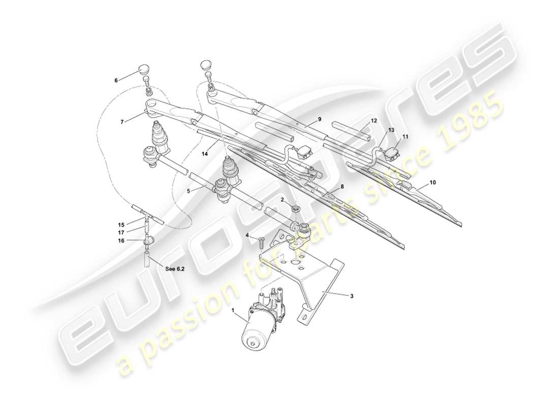 aston martin db7 vantage (1999) diagramma delle parti dei tergicristalli