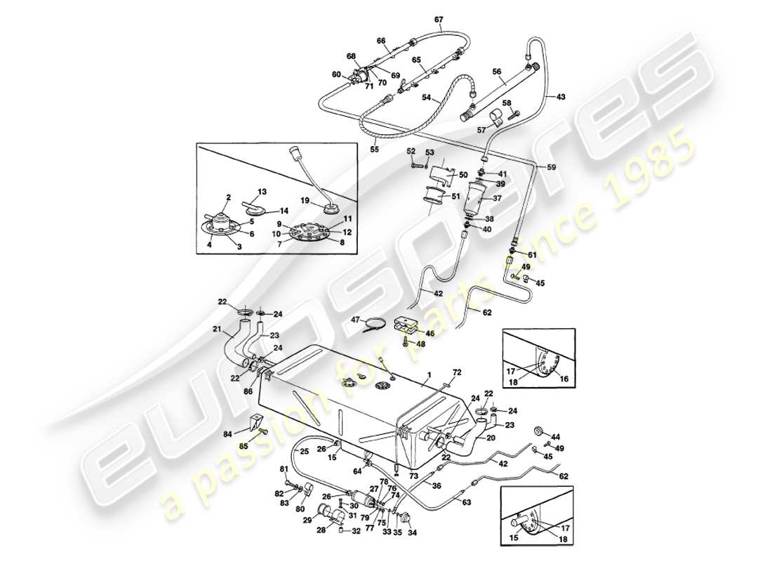 aston martin v8 volante (2000) schema delle parti del sistema di alimentazione