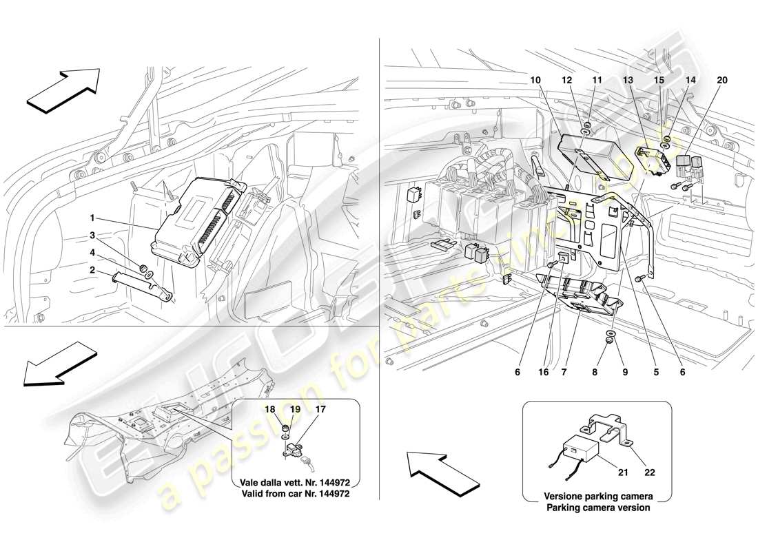 ferrari 612 scaglietti (rhd) ecu vano bagagli diagramma delle parti