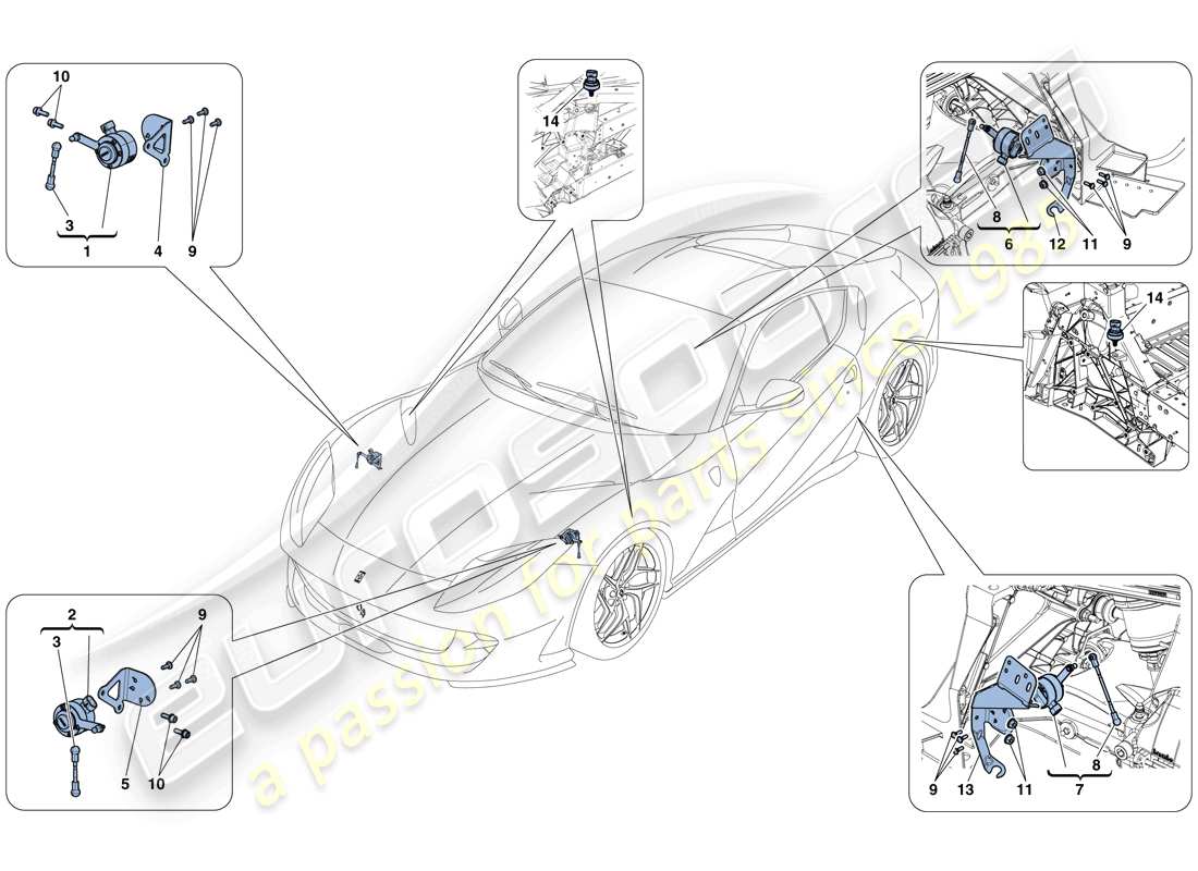 ferrari 812 superfast (usa) gestione elettronica (sospensione) schema parte