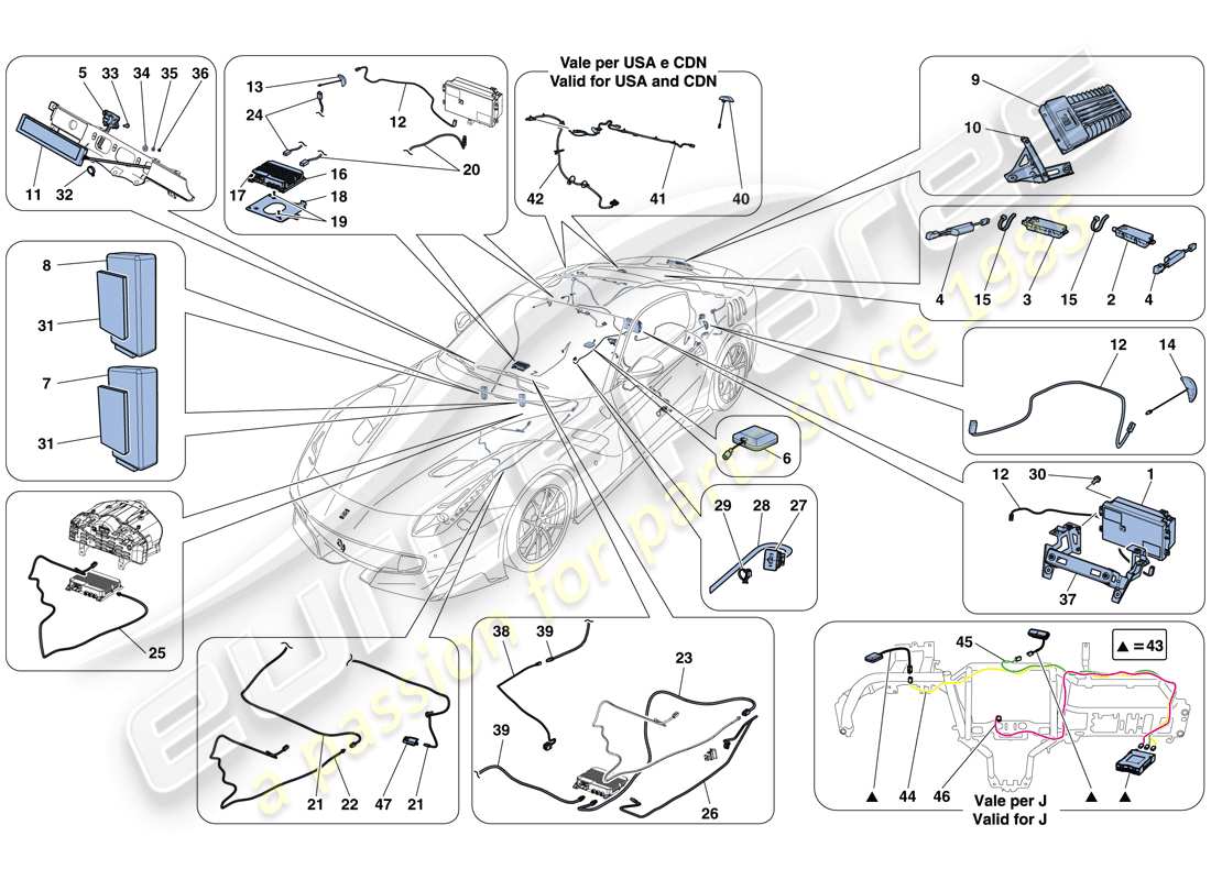 ferrari f12 tdf (usa) schema delle parti del sistema infotainment