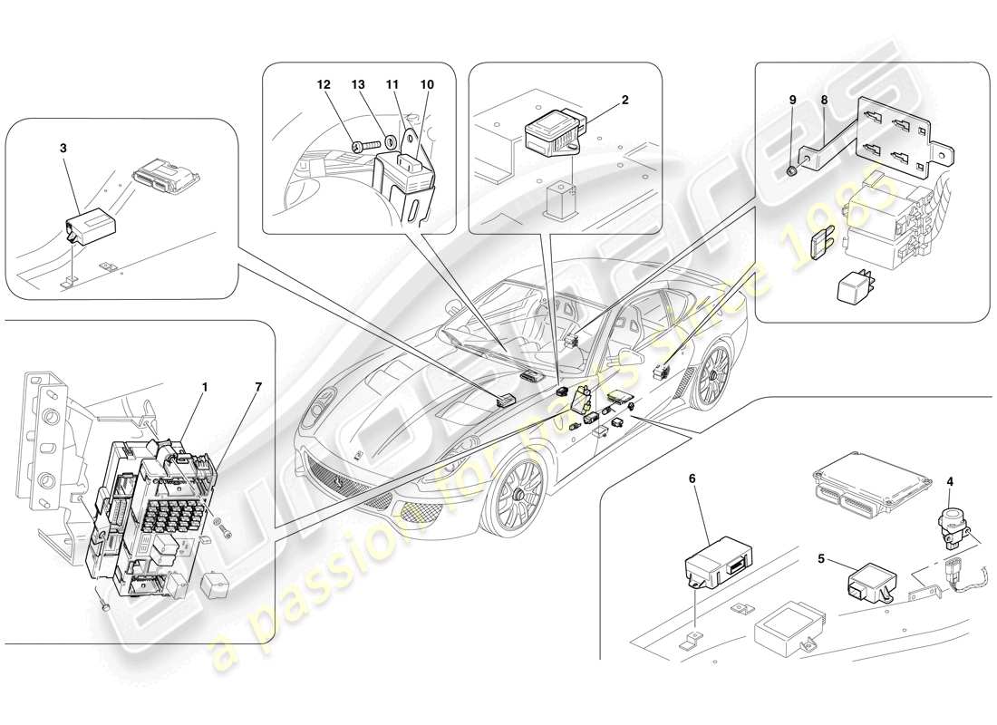 ferrari 599 gto (usa) centraline abitacolo diagramma delle parti