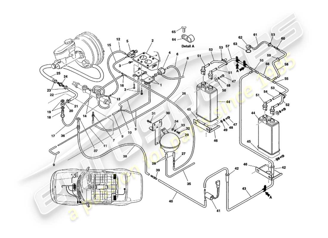 aston martin v8 volante (2000) sistema di vuoto diagramma delle parti