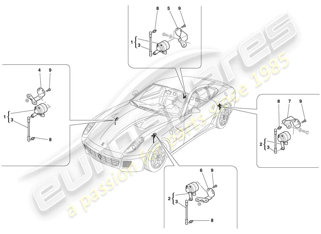 ferrari 599 gtb fiorano (rhd) sensore di movimento diagramma delle parti