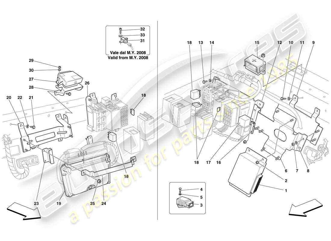ferrari f430 spider (rhd) centraline abitacolo posteriore diagramma delle parti