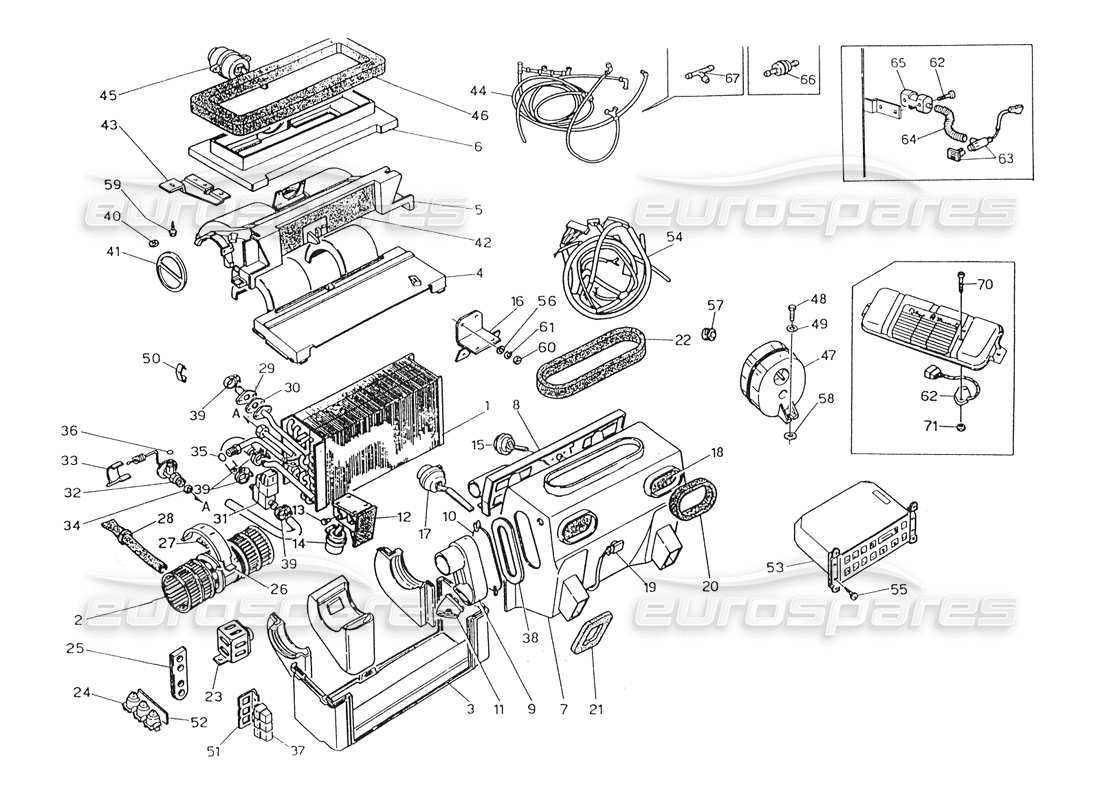 maserati biturbo spider schema delle parti del set del condizionatore d'aria (sterzo destro).