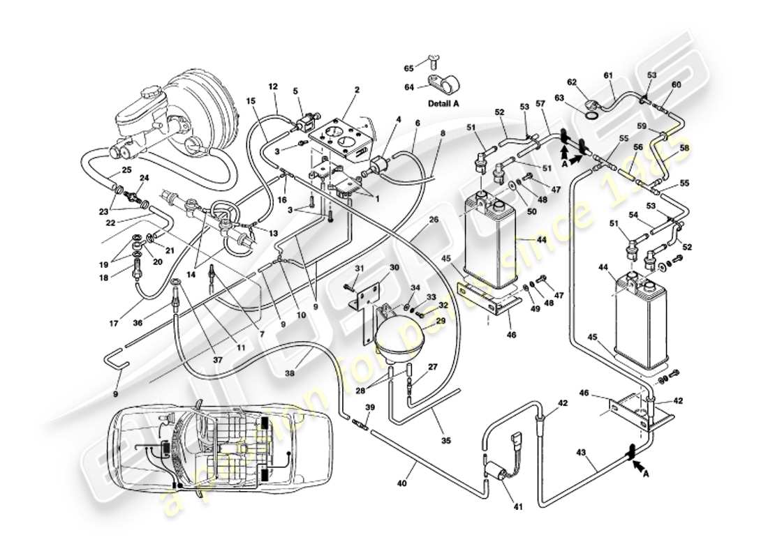 aston martin v8 volante (1999) sistema di vuoto diagramma delle parti