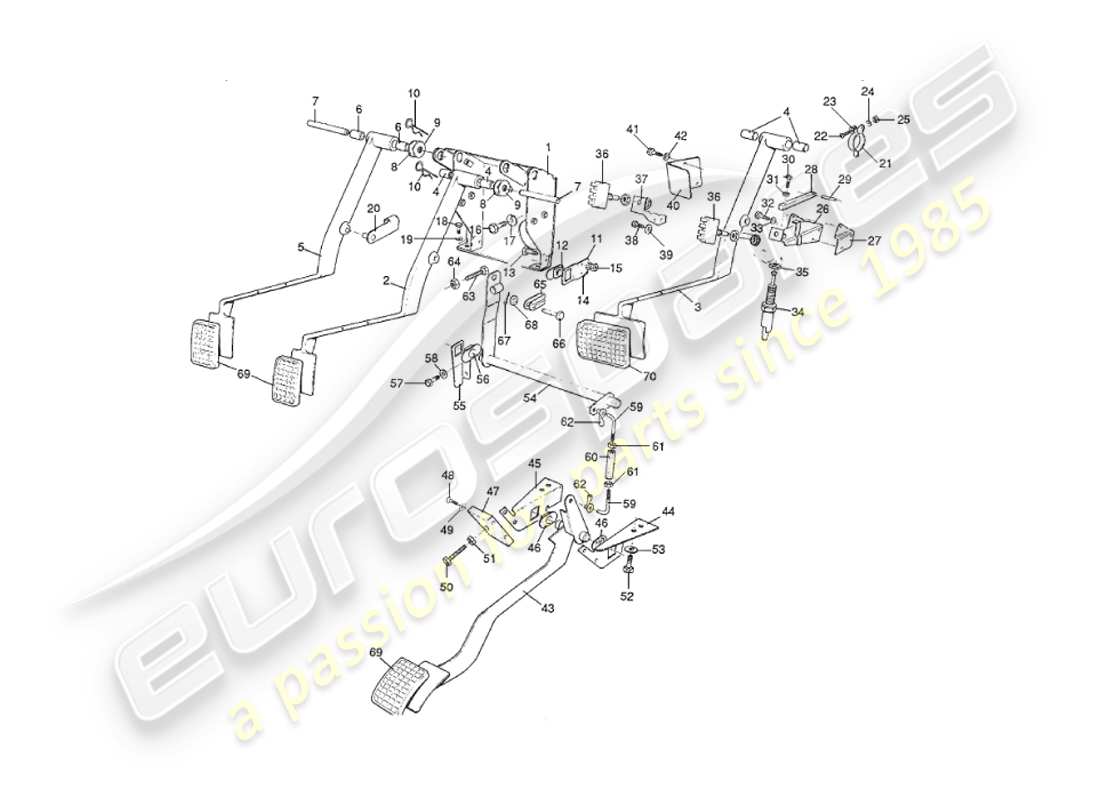 aston martin v8 virage (2000) diagramma delle parti dell'ingranaggio del pedale