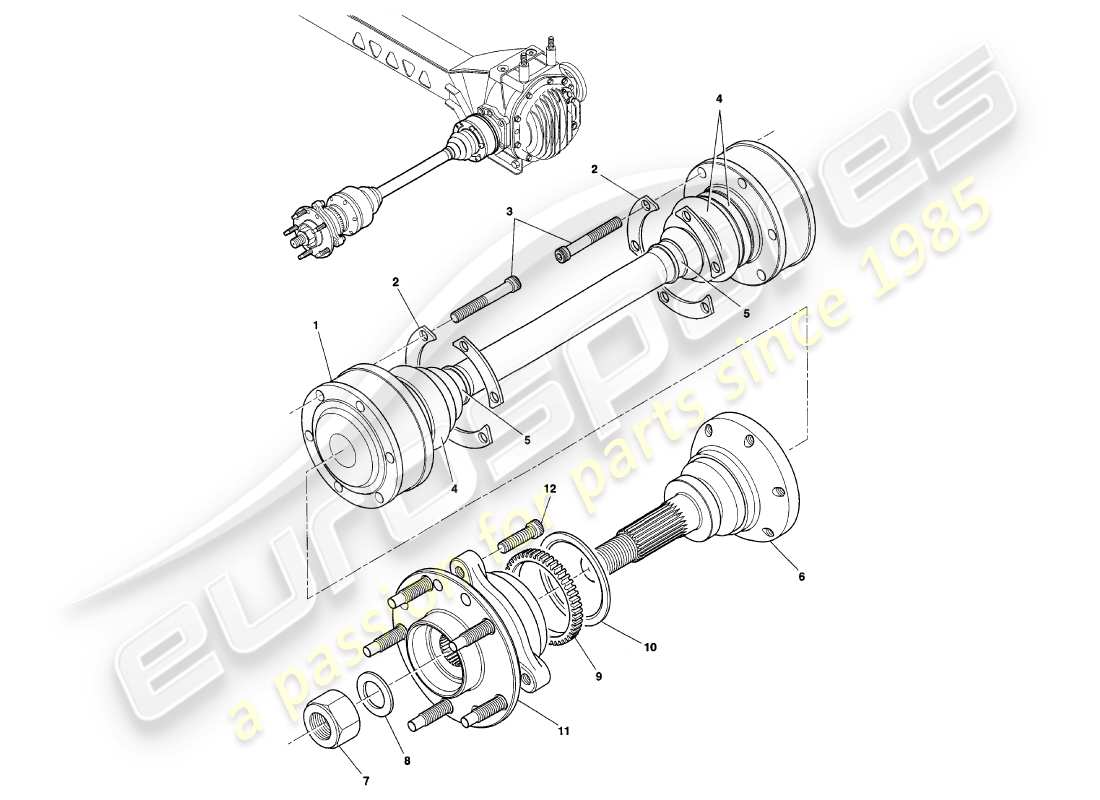 aston martin v8 coupe (2000) gruppo albero motore e mozzo diagramma delle parti