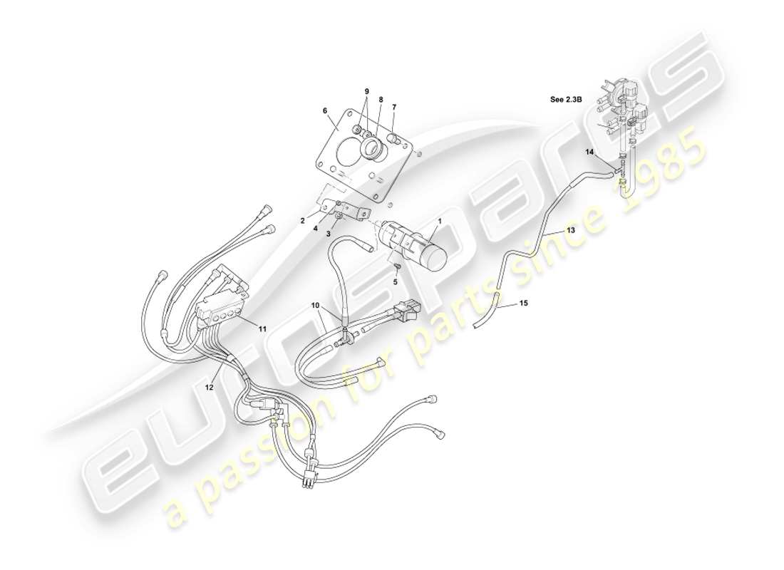 aston martin db7 vantage (1999) schema delle parti del sistema di vuoto
