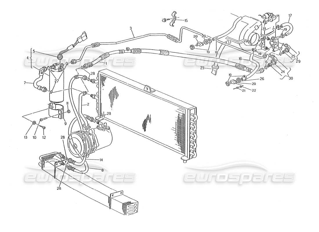 maserati karif 2.8 schema delle parti del sistema di climatizzazione sterzo destro (modif. pro).