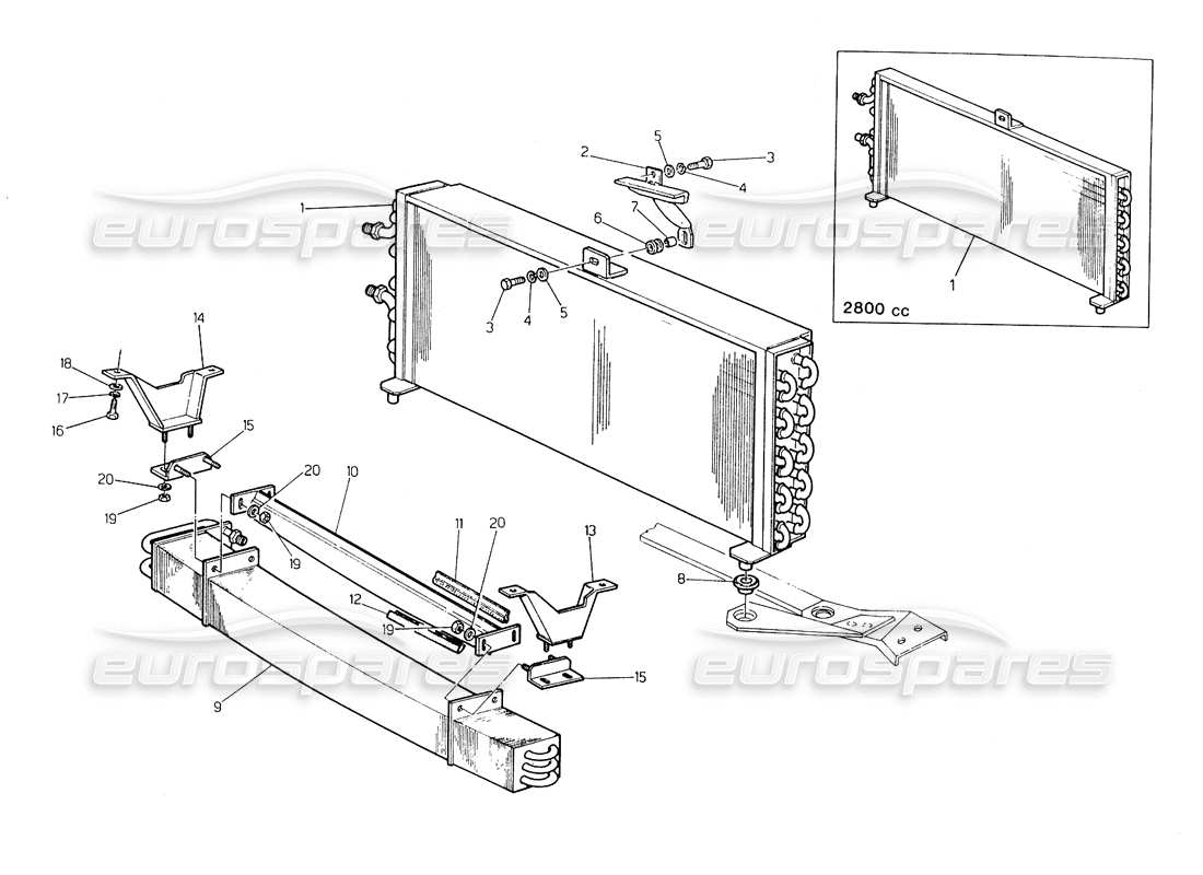 maserati biturbo spider condensatore superiore e inferiore (pre modif.) diagramma delle parti