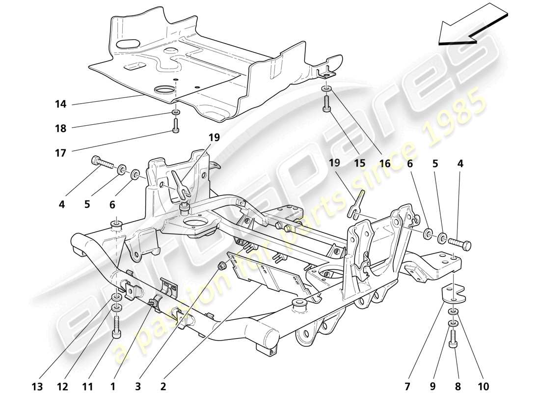 maserati trofeo protezioni sottotelaio e sottomotore anteriori diagramma delle parti