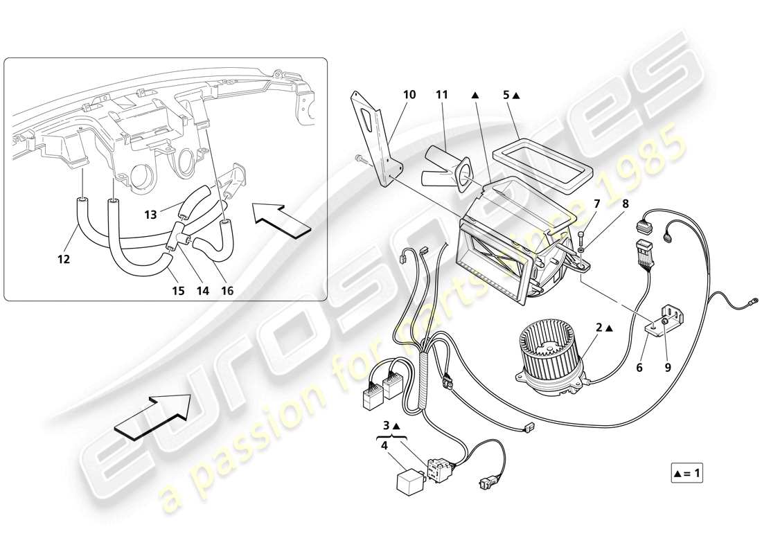 maserati trofeo sistema di aerazione dell'abitacolo - valido per il mio 2005 diagramma delle parti