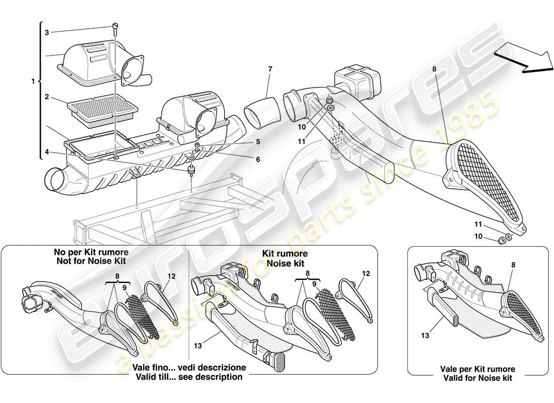 ferrari f430 coupe (rhd) schema delle parti della presa d'aria