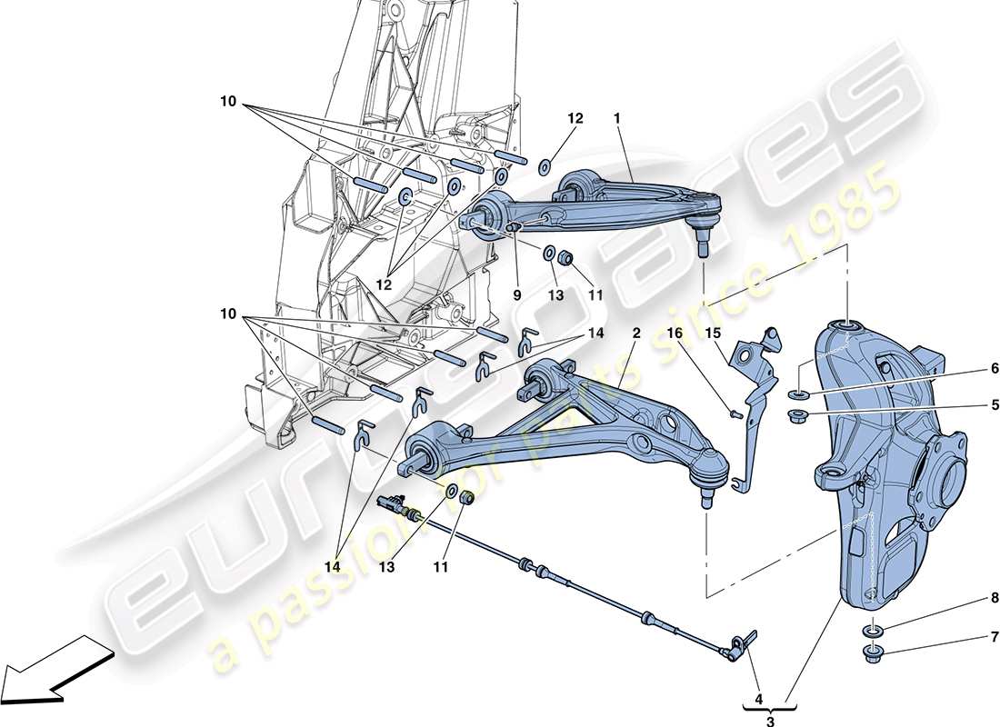 ferrari ff (europe) sospensione anteriore - bracci schema particolare