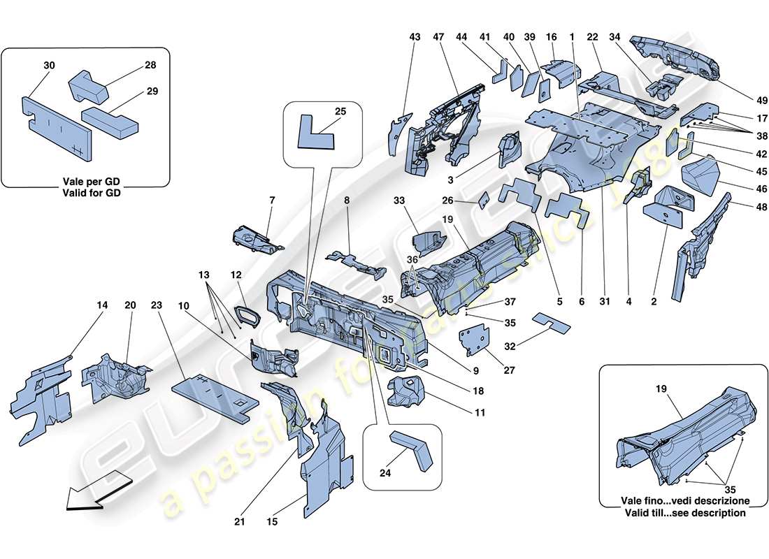 ferrari ff (usa) diagramma delle parti isolante