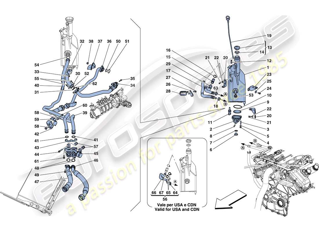 ferrari ff (usa) sistema di lubrificazione: schema delle parti del serbatoio