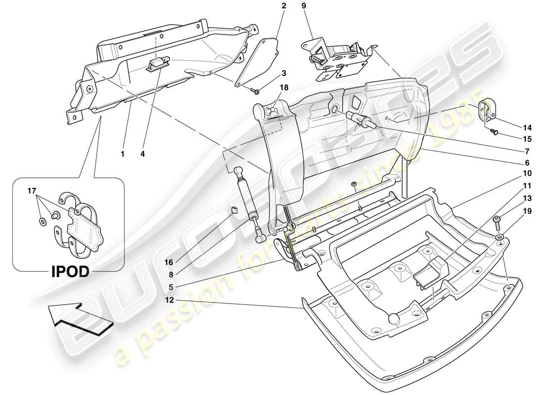 ferrari f430 spider (usa) vano portaoggetti diagramma delle parti