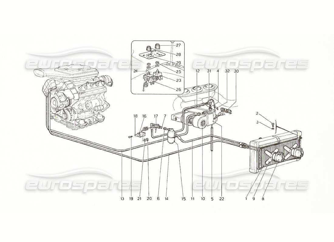 ferrari 308 gt4 dino (1976) sistema di aria condizionata (dal n. 12180) diagramma delle parti