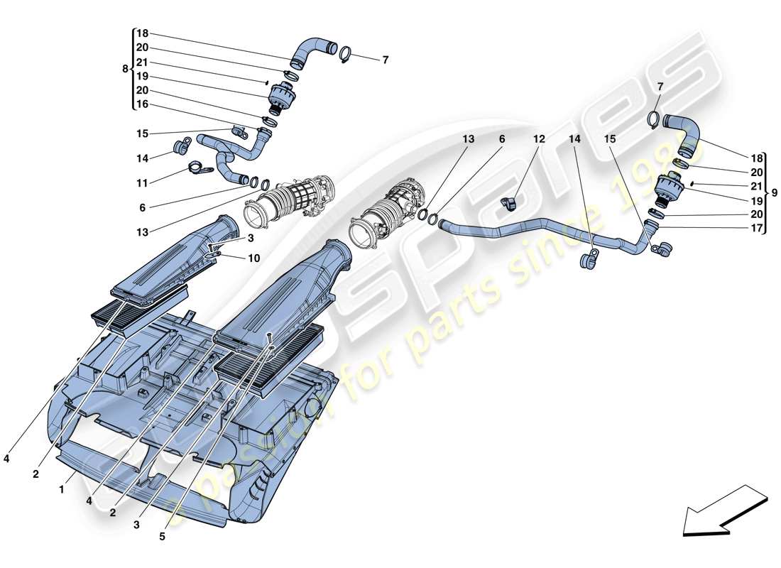 ferrari f12 tdf (europe) schema delle parti della presa d'aria