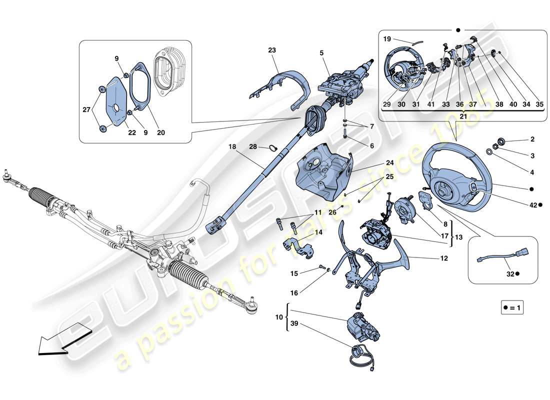 ferrari f12 tdf (europe) controllo dello sterzo diagramma delle parti