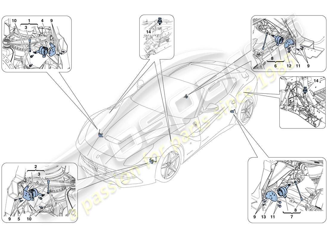 ferrari f12 berlinetta (rhd) gestione elettronica (sospensione) diagramma delle parti