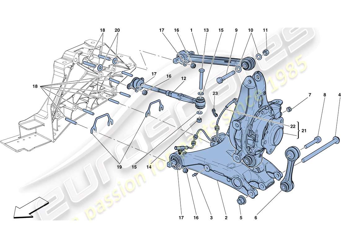 ferrari ff (europe) sospensione posteriore - bracci schema particolare