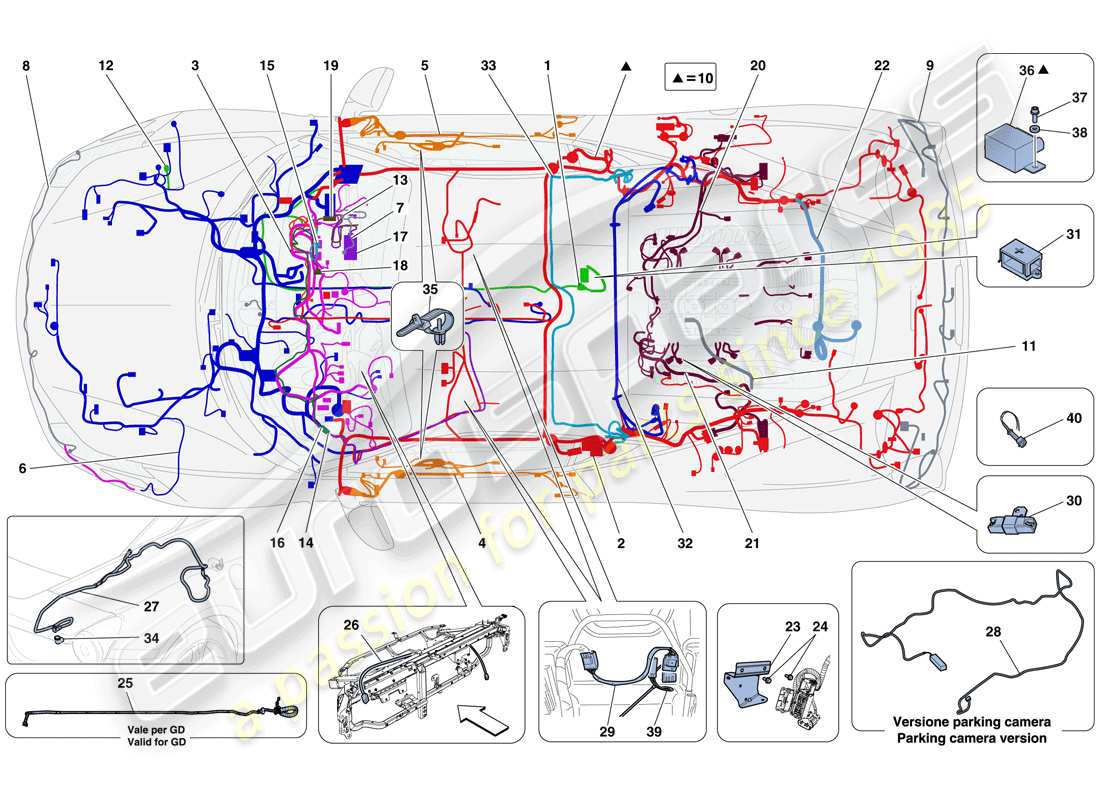 ferrari 458 italia (europe) cablaggi principali diagramma delle parti