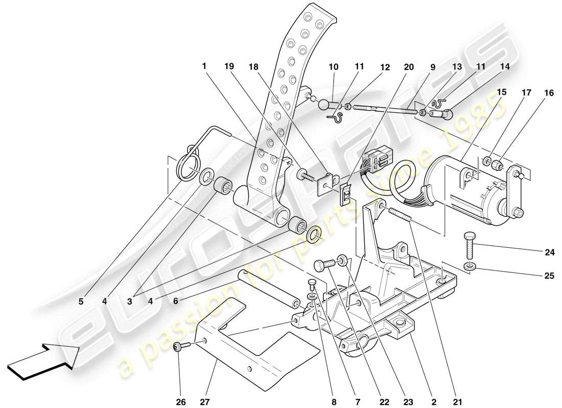 ferrari f430 scuderia (usa) pedale acceleratore elettronico diagramma delle parti