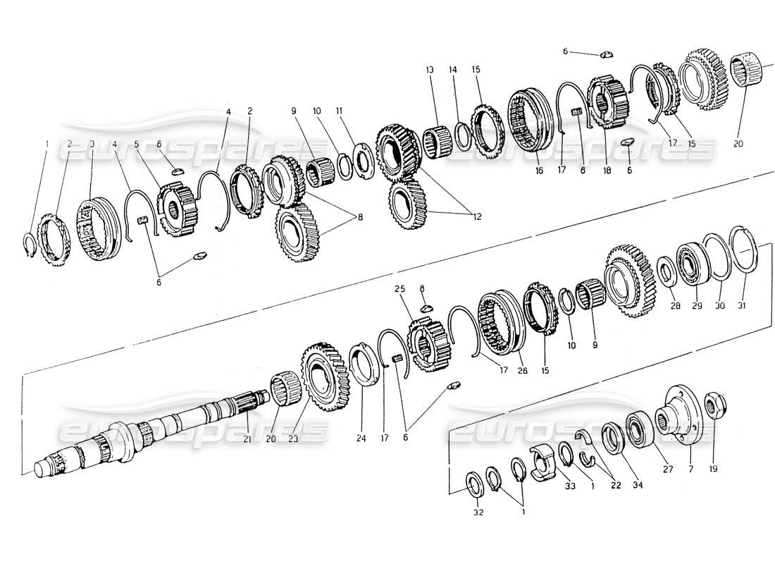 maserati 418 / 4.24v / 430 cambio, albero principale zf diagramma delle parti