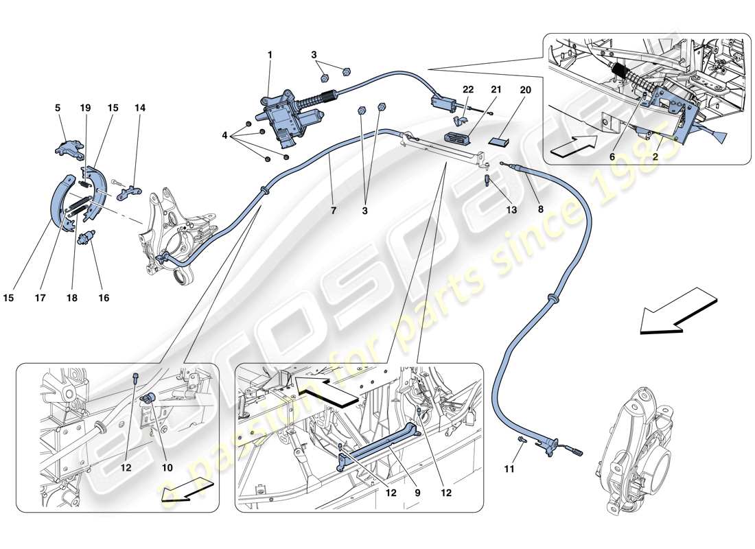 ferrari 458 spider (usa) comando del freno di stazionamento diagramma delle parti