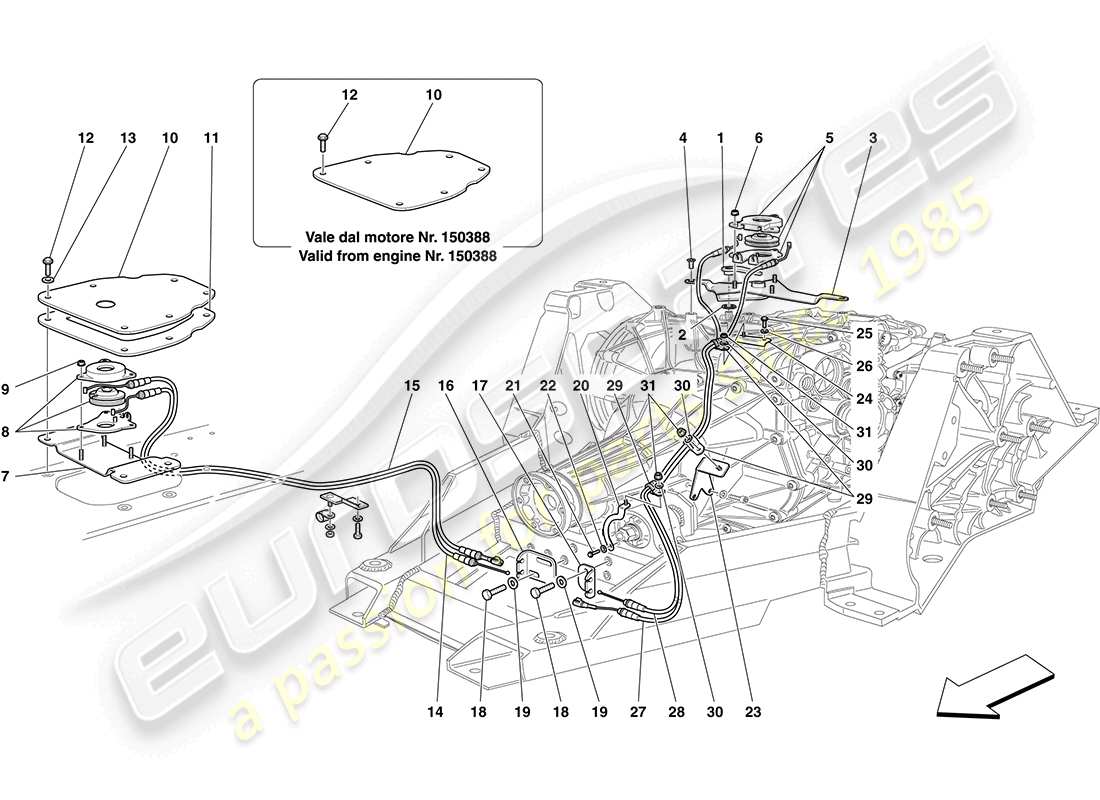 ferrari california (usa) controllo sblocco blocco cambio manuale dct diagramma delle parti