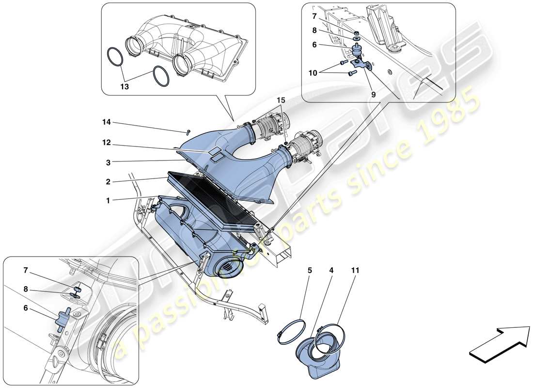 ferrari 458 spider (rhd) schema delle parti della presa d'aria