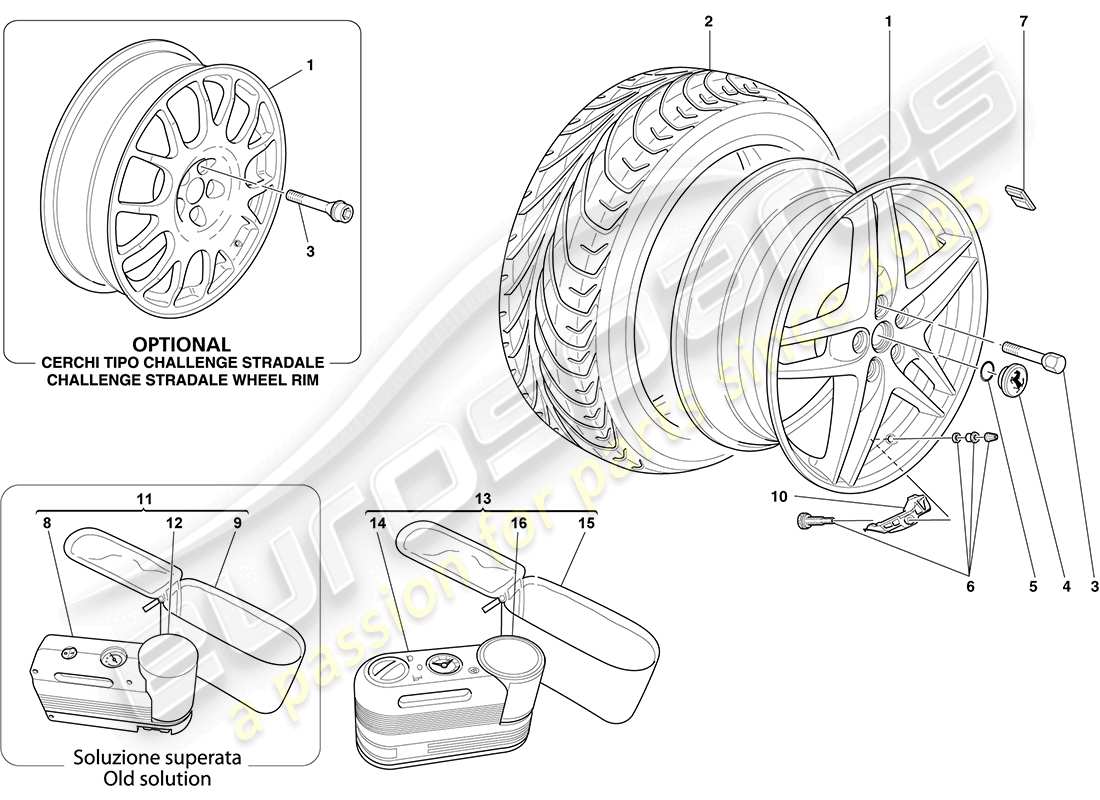 ferrari f430 coupe (europe) ruote diagramma delle parti