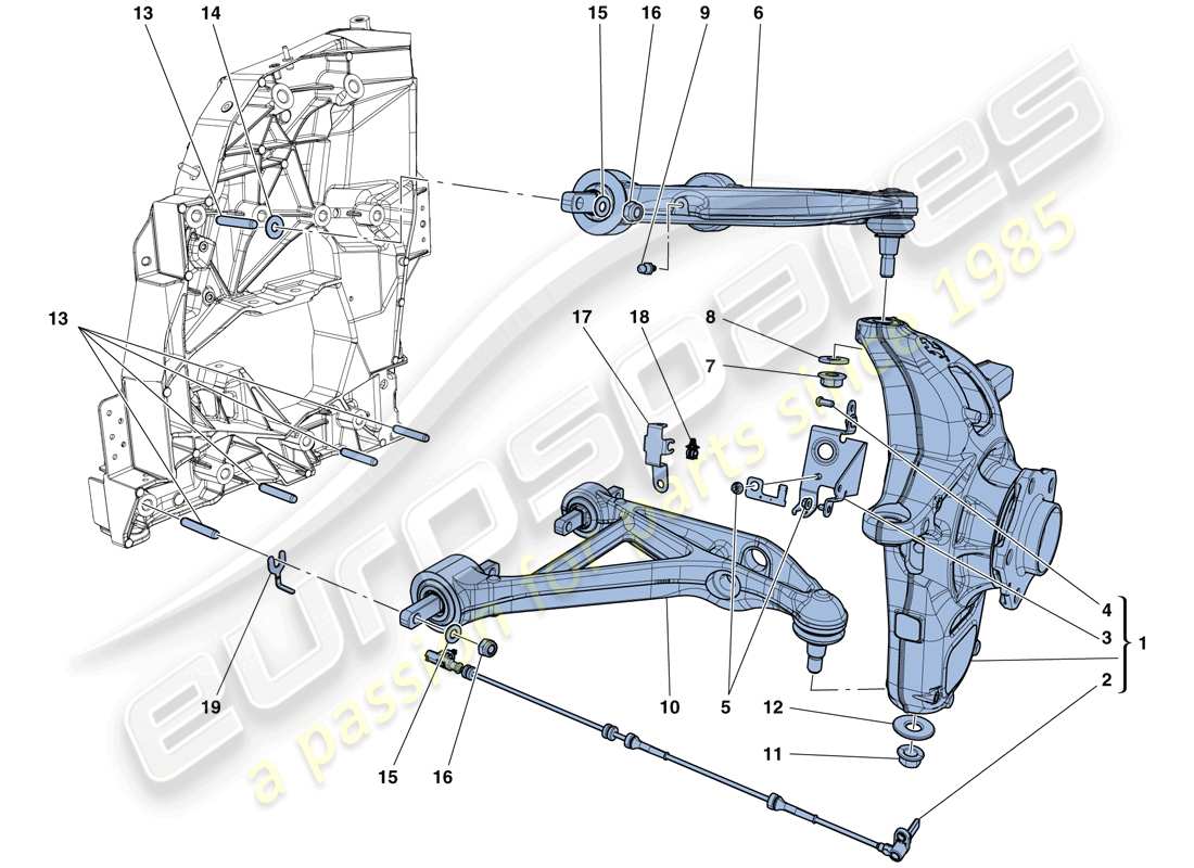 ferrari california t (rhd) sospensione anteriore - bracci diagramma delle parti