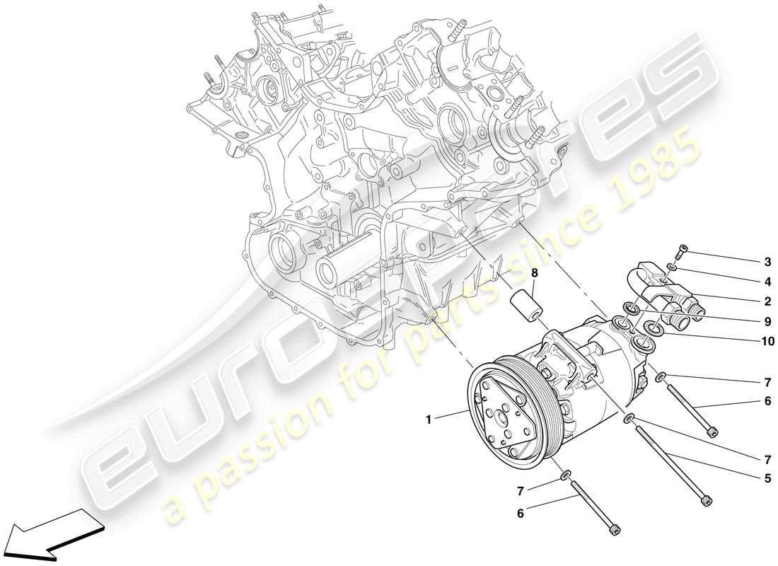 ferrari f430 scuderia spider 16m (rhd) compressore del sistema ac diagramma delle parti