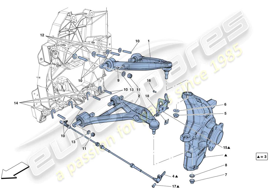 ferrari f12 tdf (rhd) sospensione anteriore - bracci diagramma delle parti