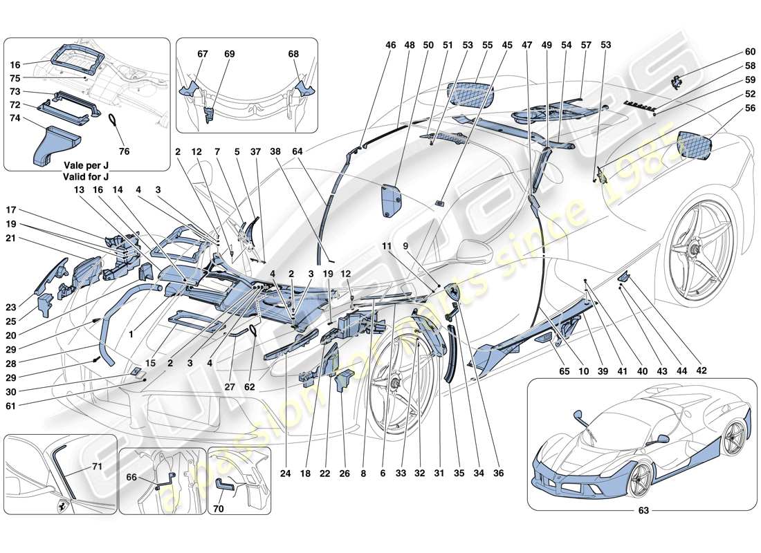 ferrari laferrari aperta (europe) schema delle parti schermi e finiture