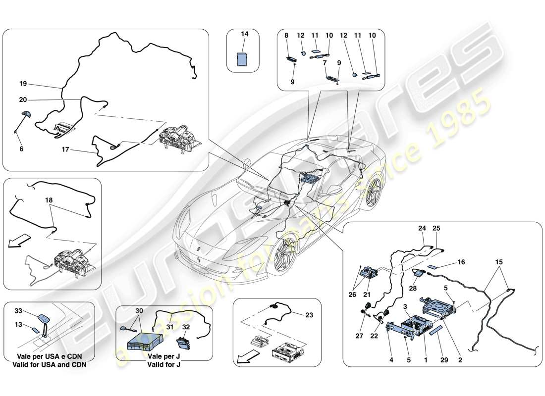 ferrari 812 superfast (usa) schema delle parti del sistema infotainment