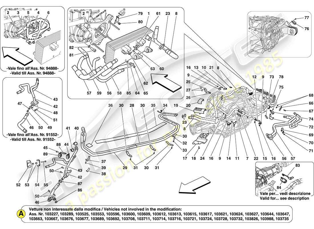 ferrari california (usa) circuito di lubrificazione e raffreddamento del cambio diagramma delle parti