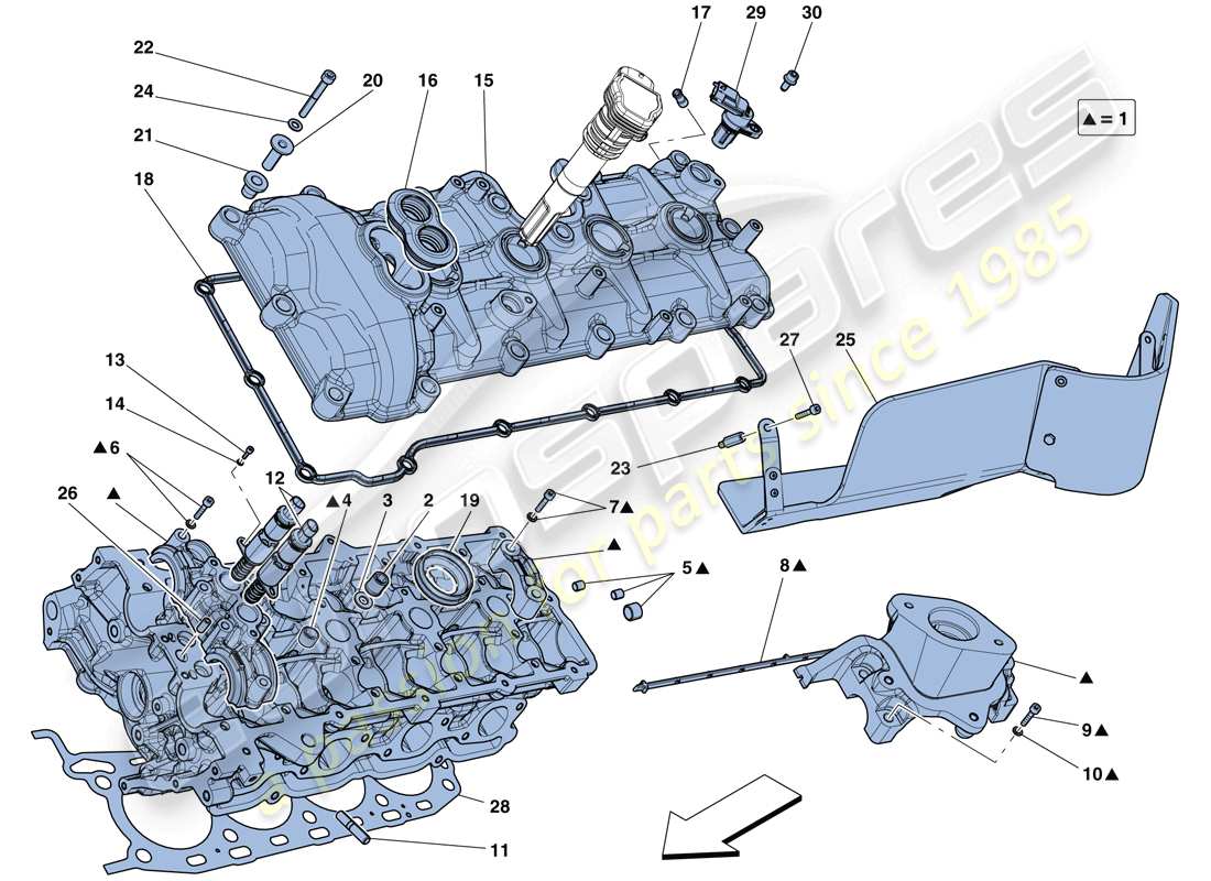 ferrari 458 spider (rhd) testa cilindro sinistra diagramma delle parti