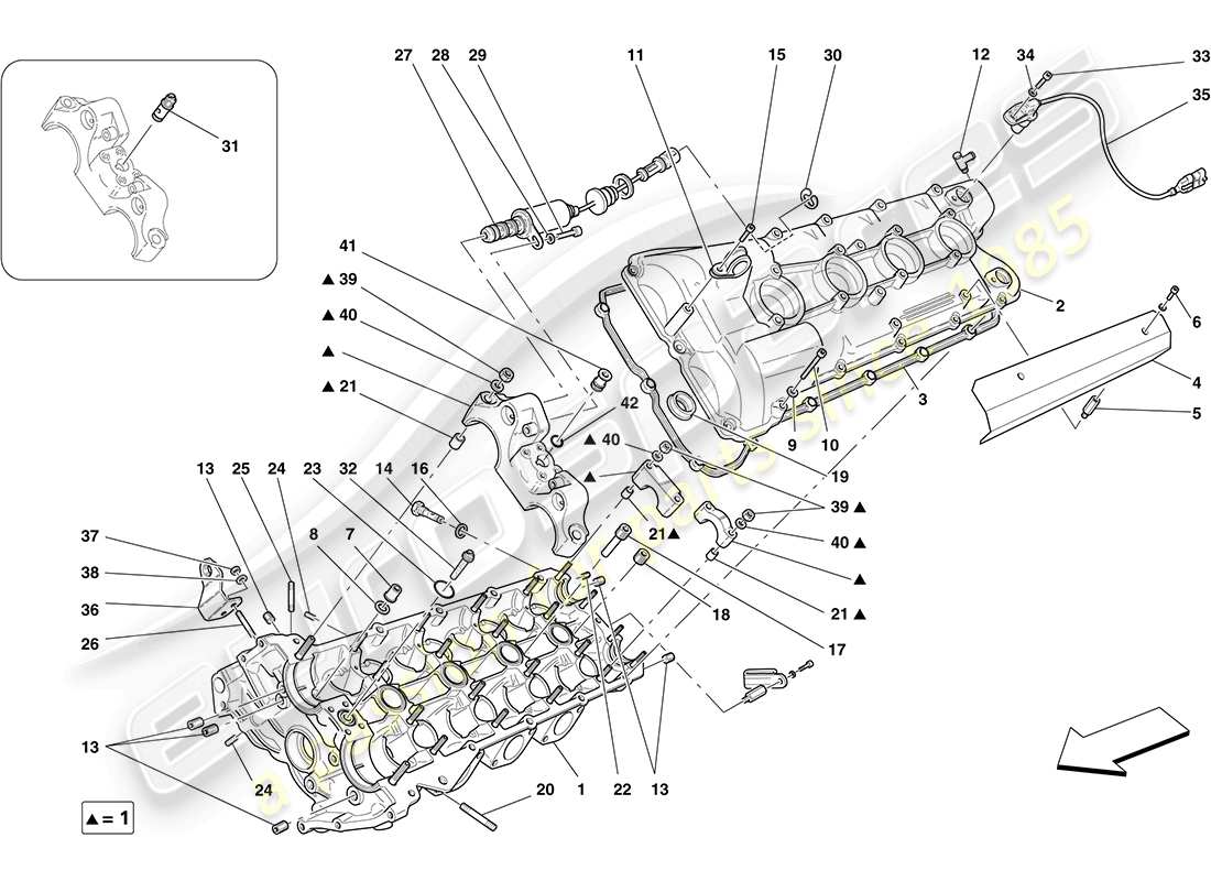 ferrari f430 coupe (europe) testa cilindro sinistra diagramma delle parti