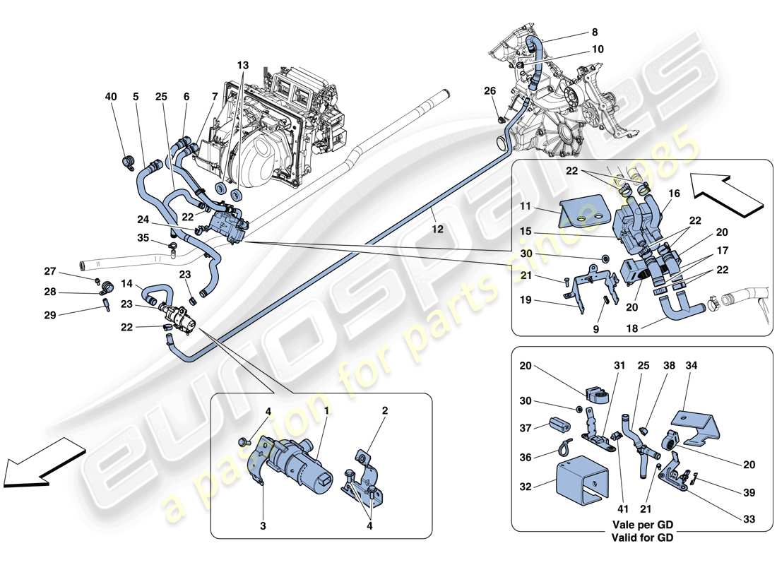 ferrari 458 speciale aperta (rhd) sistema ac - schema delle parti acqua