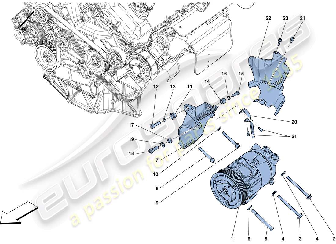 ferrari ff (rhd) diagramma delle parti del compressore del sistema ca